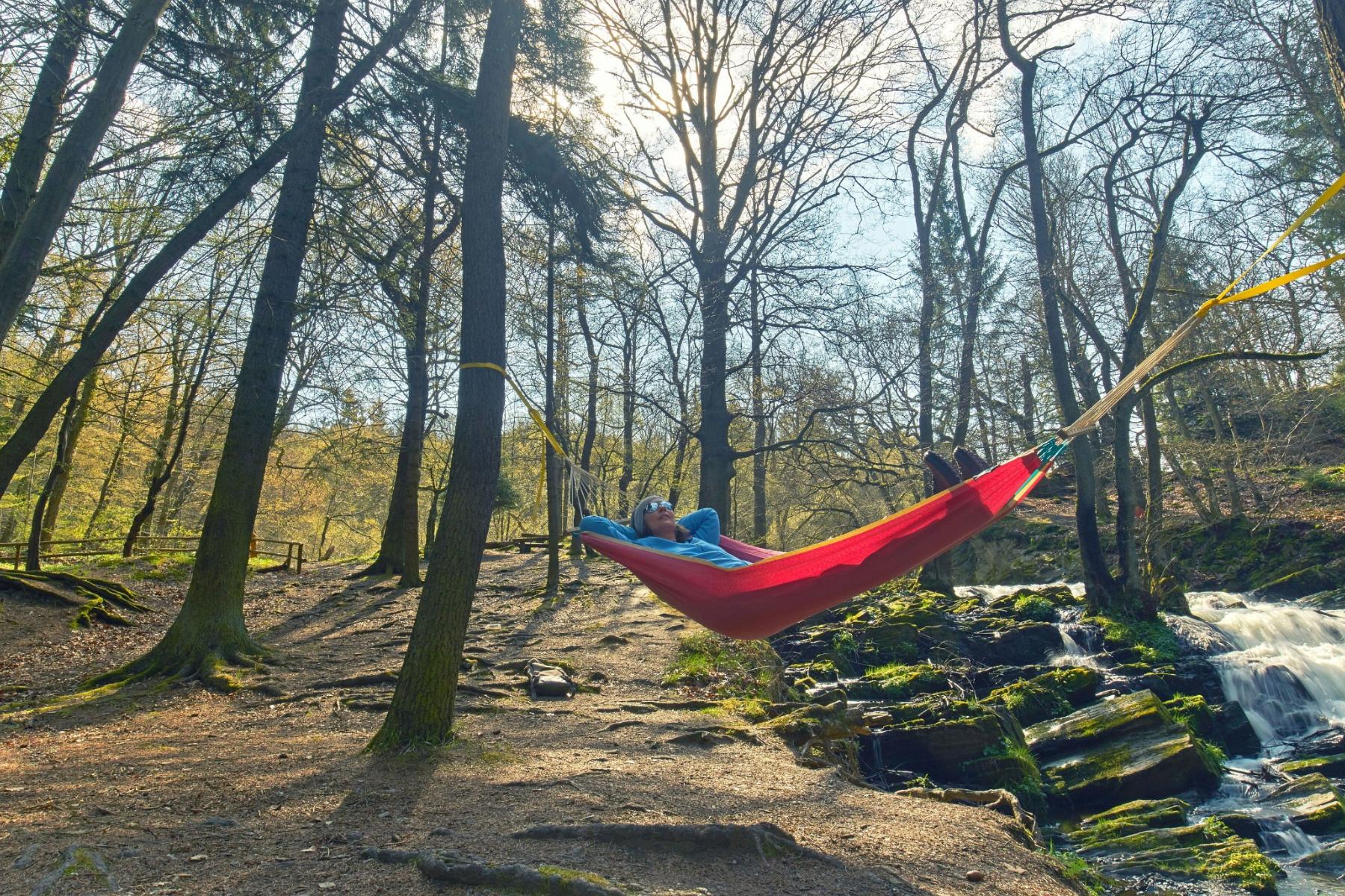 shutterstock_Jenny Sturm _420545338_Frau in Hängematte in Natur_frei