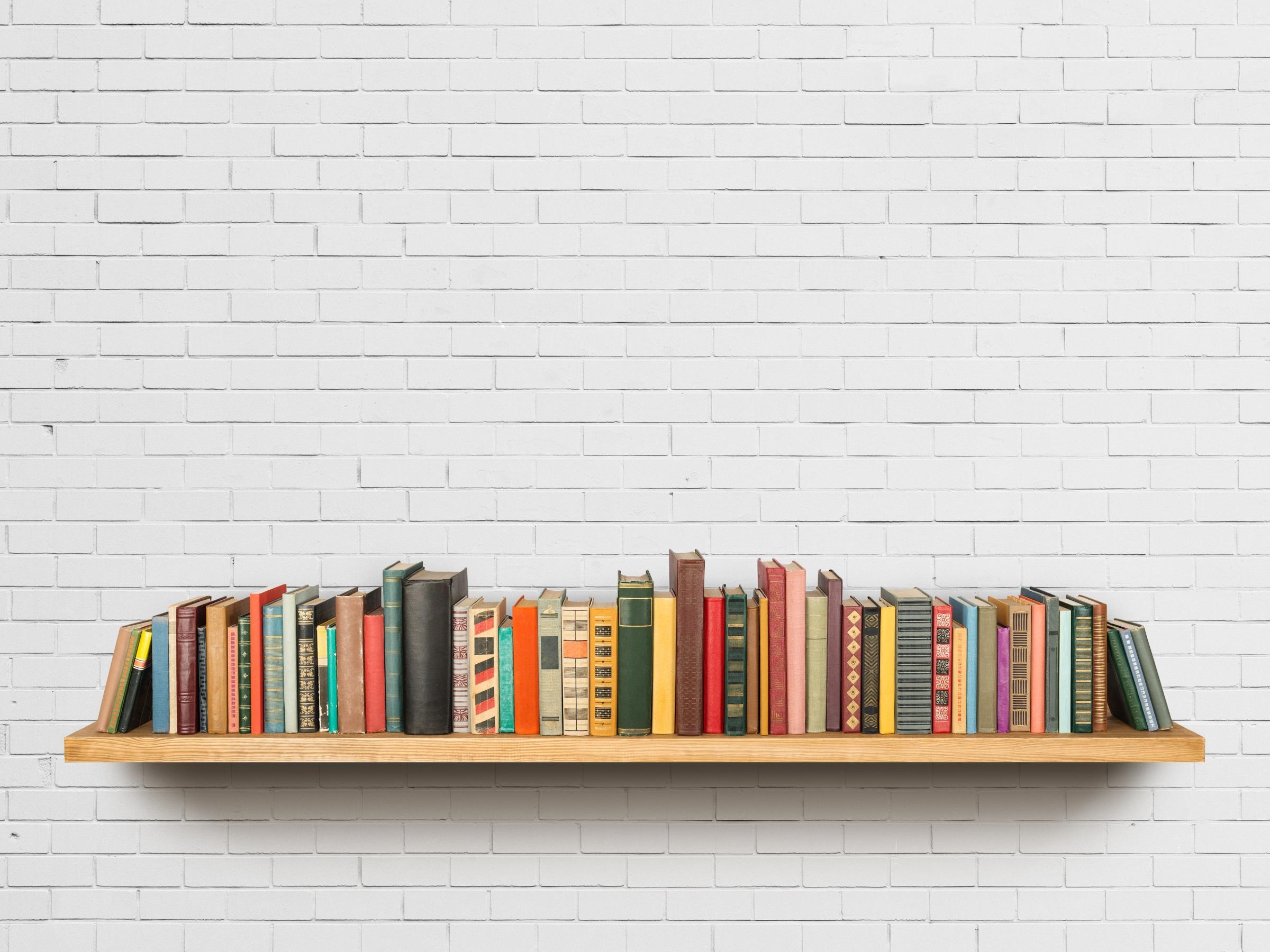 shutterstock_donatas1205_256409470_Regal_Bücher_Backsteinwand_frei